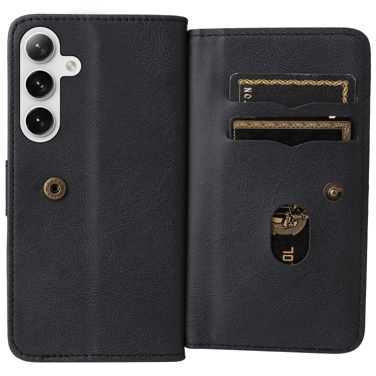 For Samsung Galaxy S25+ / S24+ 5G Multi-Function Wallet 10 Card Slots Leather Phone Case(Black)