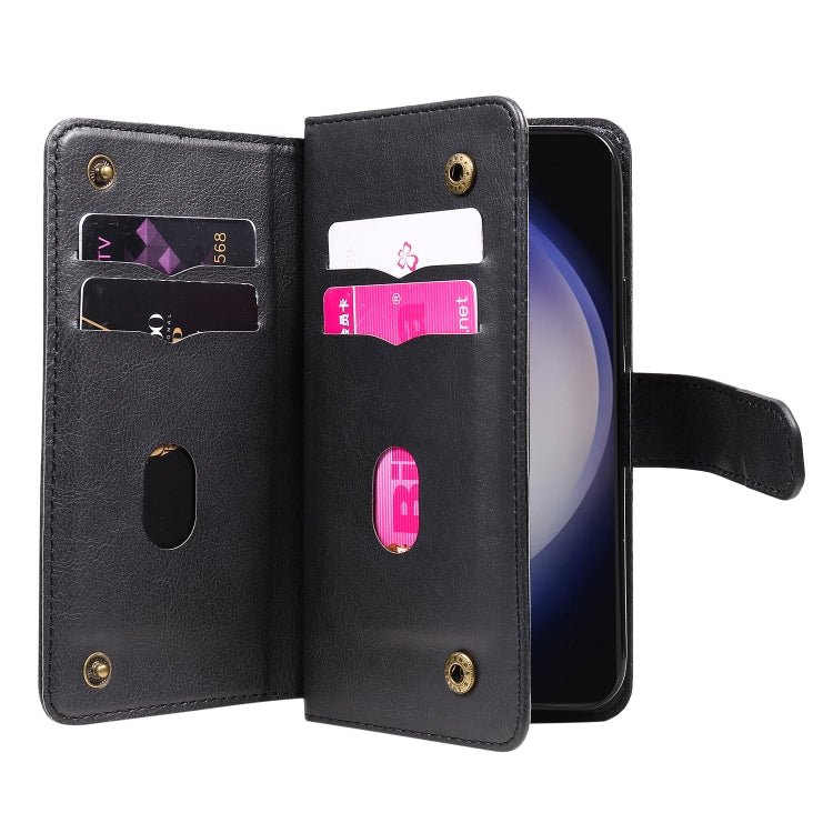 For Samsung Galaxy S25+ / S24+ 5G Multi-Function Wallet 10 Card Slots Leather Phone Case(Black)