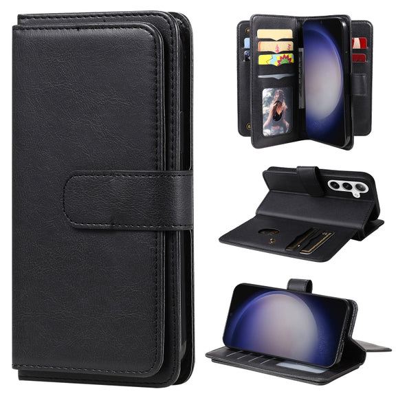 For Samsung Galaxy S25+ / S24+ 5G Multi-Function Wallet 10 Card Slots Leather Phone Case(Black)