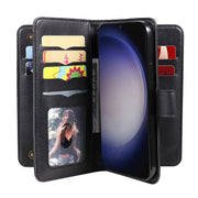 For Samsung Galaxy S25+ / S24+ 5G Multi-Function Wallet 10 Card Slots Leather Phone Case(Black)