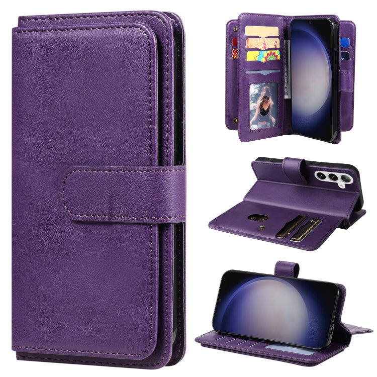 For Samsung Galaxy S25+ / S24+ 5G Multi-Function Wallet 10 Card Slots Leather Phone Case(Violet)