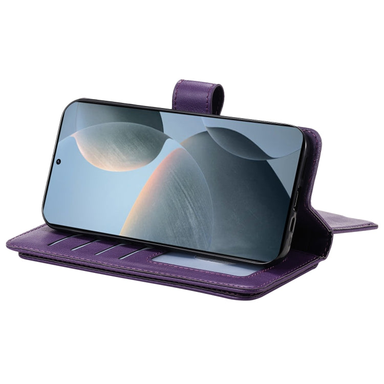 For Redmi K70 Multi-Function Wallet 10 Card Slots Leather Phone Case(Violet)