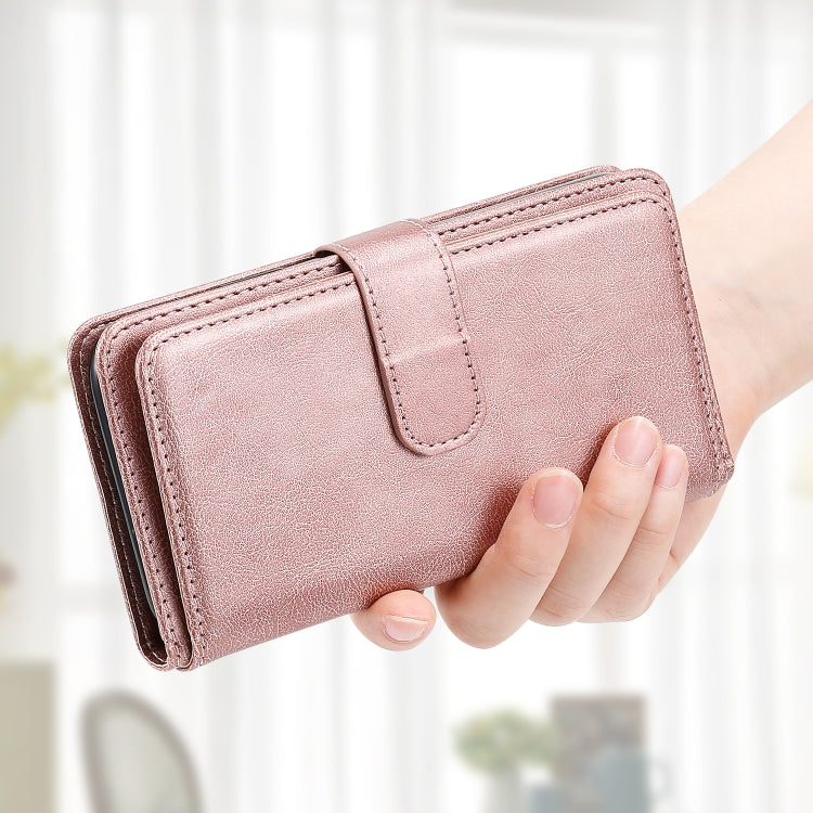 For Redmi K70 Multi-Function Wallet 10 Card Slots Leather Phone Case(Rose Gold)