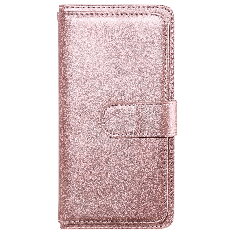 For Redmi K70 Multi-Function Wallet 10 Card Slots Leather Phone Case(Rose Gold)