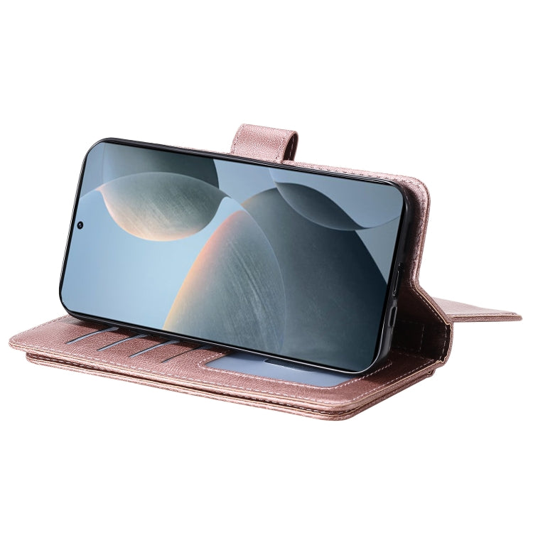 For Redmi K70 Multi-Function Wallet 10 Card Slots Leather Phone Case(Rose Gold)