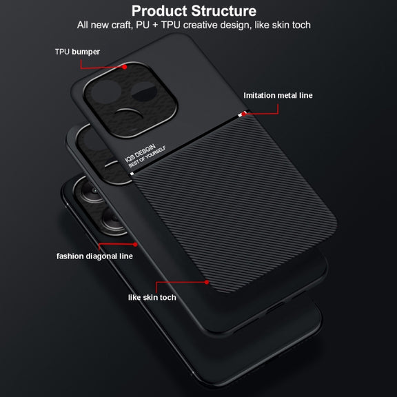 For Redmi K70 Ultra Classic Tilt Strip Grain Magnetic Shockproof PC + TPU Phone Case(Blue)