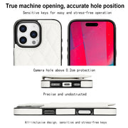For iPhone 16 Pro Max Double Buckle Rhombic PU Leather Phone Case(White)