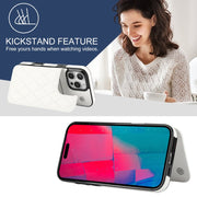For iPhone 16 Pro Max Double Buckle Rhombic PU Leather Phone Case(White)