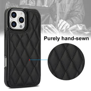 For iPhone 16 Pro Double Buckle Rhombic PU Leather Phone Case(Black)