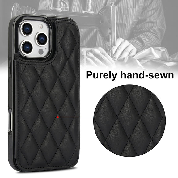 For iPhone 16 Pro Double Buckle Rhombic PU Leather Phone Case(Black)