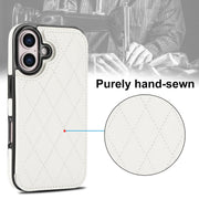 For iPhone 16 Plus Double Buckle Rhombic PU Leather Phone Case(White)