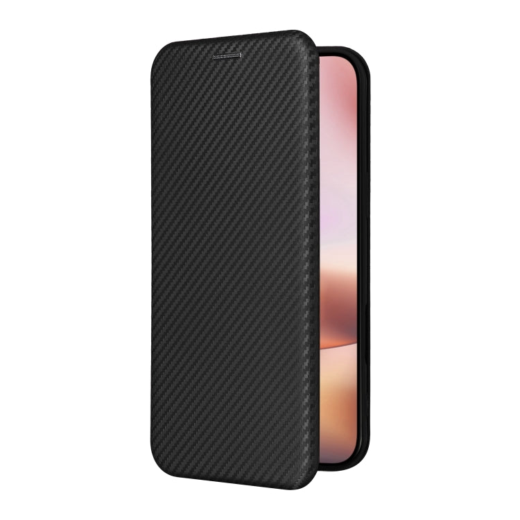 For iPhone 16 Plus Carbon Fiber Texture Flip Leather Phone Case(Black)