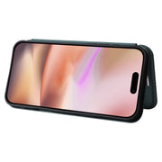 For iPhone 16 Carbon Fiber Texture Flip Leather Phone Case(Green)