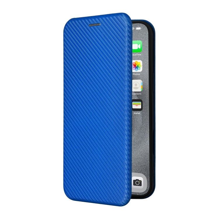 For iPhone 16 Pro Carbon Fiber Texture Flip Leather Phone Case(Blue)