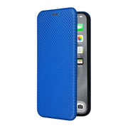 For iPhone 16 Pro Carbon Fiber Texture Flip Leather Phone Case(Blue)