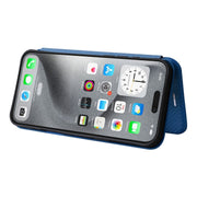 For iPhone 16 Pro Carbon Fiber Texture Flip Leather Phone Case(Blue)