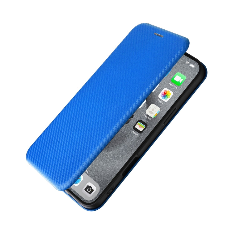 For iPhone 16 Pro Carbon Fiber Texture Flip Leather Phone Case(Blue)