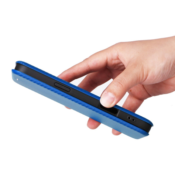 For iPhone 16 Pro Carbon Fiber Texture Flip Leather Phone Case(Blue)
