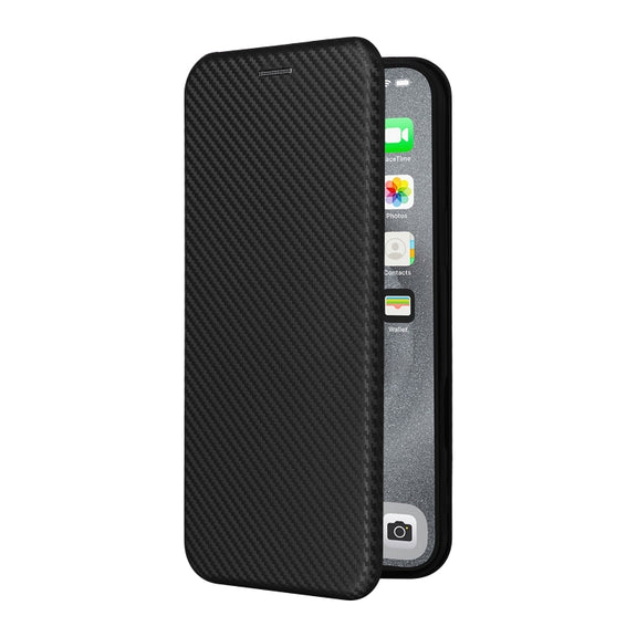 For iPhone 16 Pro Max Carbon Fiber Texture Flip Leather Phone Case(Black)