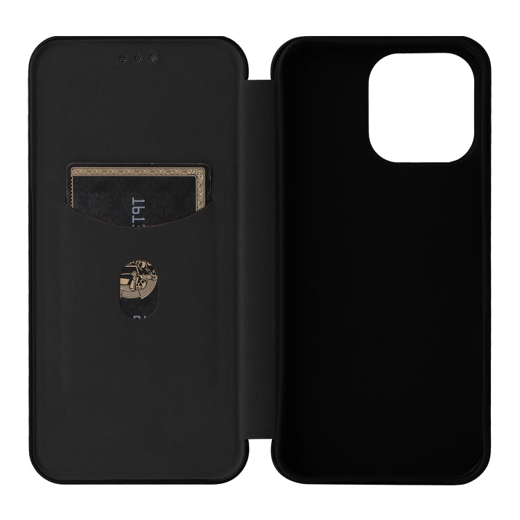 For iPhone 16 Pro Max Carbon Fiber Texture Flip Leather Phone Case(Black)