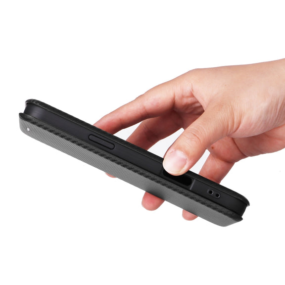 For iPhone 16 Pro Max Carbon Fiber Texture Flip Leather Phone Case(Black)