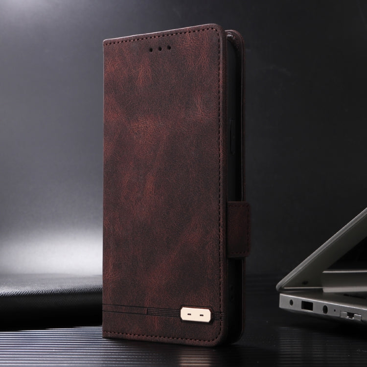 For iPhone 16 Plus Magnetic Clasp Leather Phone Case(Brown)