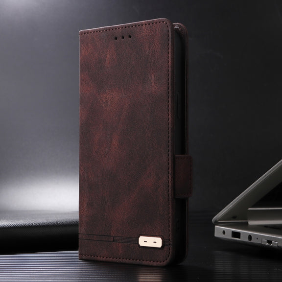 For iPhone 16 Plus Magnetic Clasp Leather Phone Case(Brown)