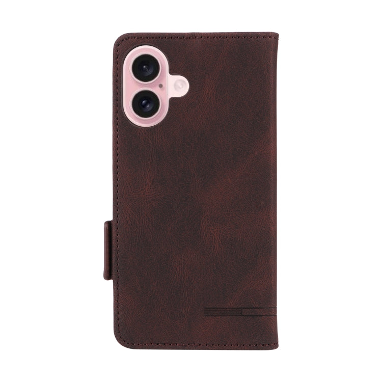 For iPhone 16 Plus Magnetic Clasp Leather Phone Case(Brown)