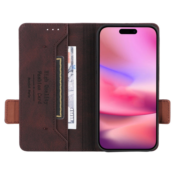 For iPhone 16 Plus Magnetic Clasp Leather Phone Case(Brown)