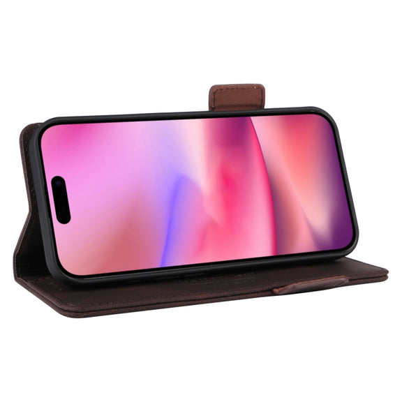 For iPhone 16 Plus Magnetic Clasp Leather Phone Case(Brown)