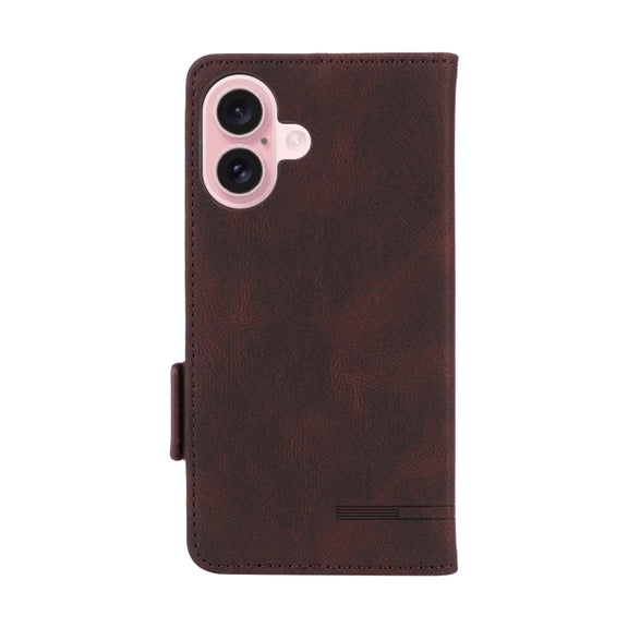 For iPhone 16 Magnetic Clasp Leather Phone Case(Brown)