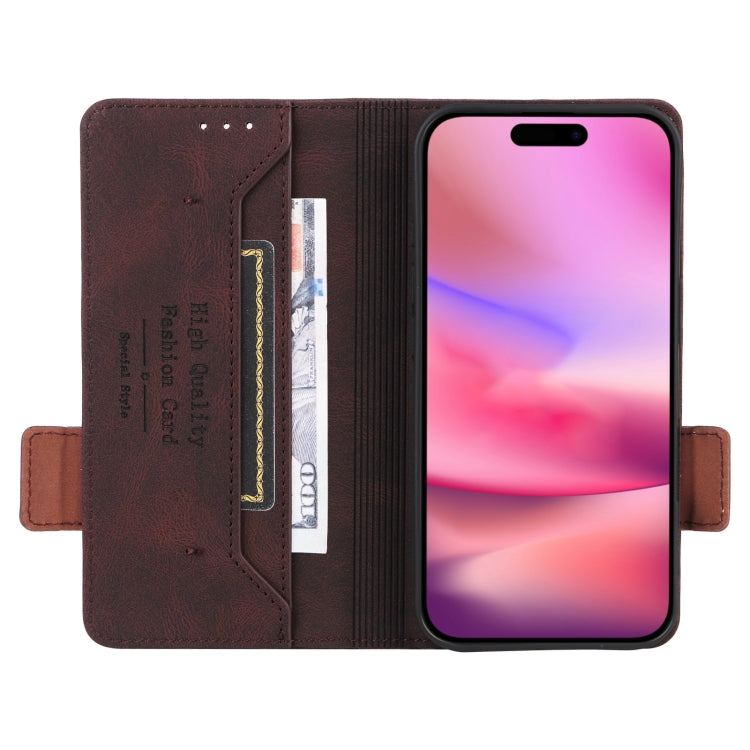 For iPhone 16 Magnetic Clasp Leather Phone Case(Brown)