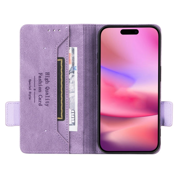 For iPhone 16 Magnetic Clasp Leather Phone Case(Purple)