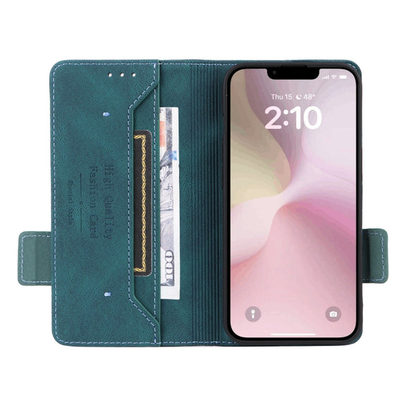 For iPhone 16e Magnetic Clasp Leather Phone Case(Green)