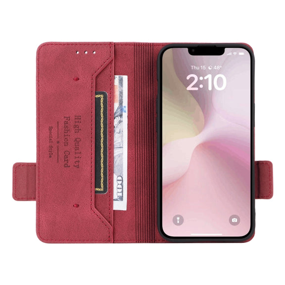For iPhone 16e Magnetic Clasp Leather Phone Case(Red)