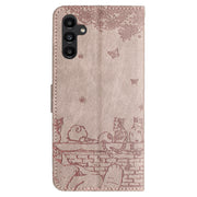 For Samsung Galaxy S25 5G Cat Embossing Pattern Leather Phone Case with Lanyard(Grey)