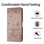 For Samsung Galaxy S25 5G Cat Embossing Pattern Leather Phone Case with Lanyard(Grey)