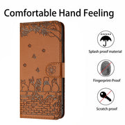 For Samsung Galaxy S25+ 5G Cat Embossing Pattern Leather Phone Case with Lanyard(Brown)