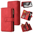 For iPhone 16 Pro Max Skin Feel Multi Card Slots Zipper Wallet Leather Phone Case(Red) - iPhone 16 Pro Max Cases by PMC TechLife | Online Shopping South Africa | PMC TechLife | Buy Now Pay Later Mobicred