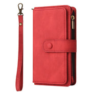 For iPhone 16 Pro Max Skin Feel Multi Card Slots Zipper Wallet Leather Phone Case(Red)