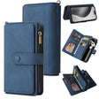 For iPhone 16 Pro Max Skin Feel Multi Card Slots Zipper Wallet Leather Phone Case(Blue) - iPhone 16 Pro Max Cases by PMC TechLife | Online Shopping South Africa | PMC TechLife | Buy Now Pay Later Mobicred