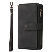 For iPhone 16 Plus Skin Feel Multi Card Slots Zipper Wallet Leather Phone Case(Black)