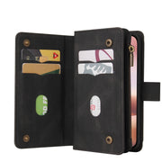 For iPhone 16 Plus Skin Feel Multi Card Slots Zipper Wallet Leather Phone Case(Black)
