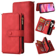 For iPhone 16 Skin Feel Multi Card Slots Zipper Wallet Leather Phone Case(Red) - iPhone 16 Cases by PMC TechLife | Online Shopping South Africa | PMC TechLife | Buy Now Pay Later Mobicred