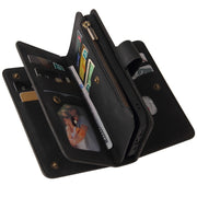 For iPhone 16 Skin Feel Multi Card Slots Zipper Wallet Leather Phone Case(Black)