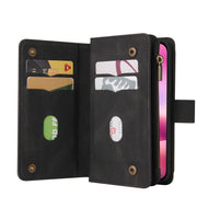 For iPhone 16 Skin Feel Multi Card Slots Zipper Wallet Leather Phone Case(Black)