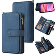 For iPhone 16 Skin Feel Multi Card Slots Zipper Wallet Leather Phone Case(Blue) - iPhone 16 Cases by PMC TechLife | Online Shopping South Africa | PMC TechLife | Buy Now Pay Later Mobicred