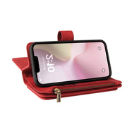 For iPhone 16e Skin Feel Multi Card Slots Zipper Wallet Leather Phone Case(Red)