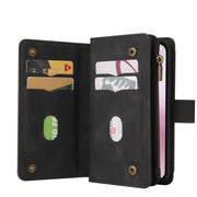For iPhone 16e Skin Feel Multi Card Slots Zipper Wallet Leather Phone Case(Black)
