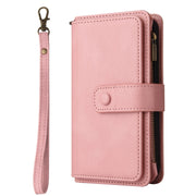 For iPhone 16e Skin Feel Multi Card Slots Zipper Wallet Leather Phone Case(Pink)